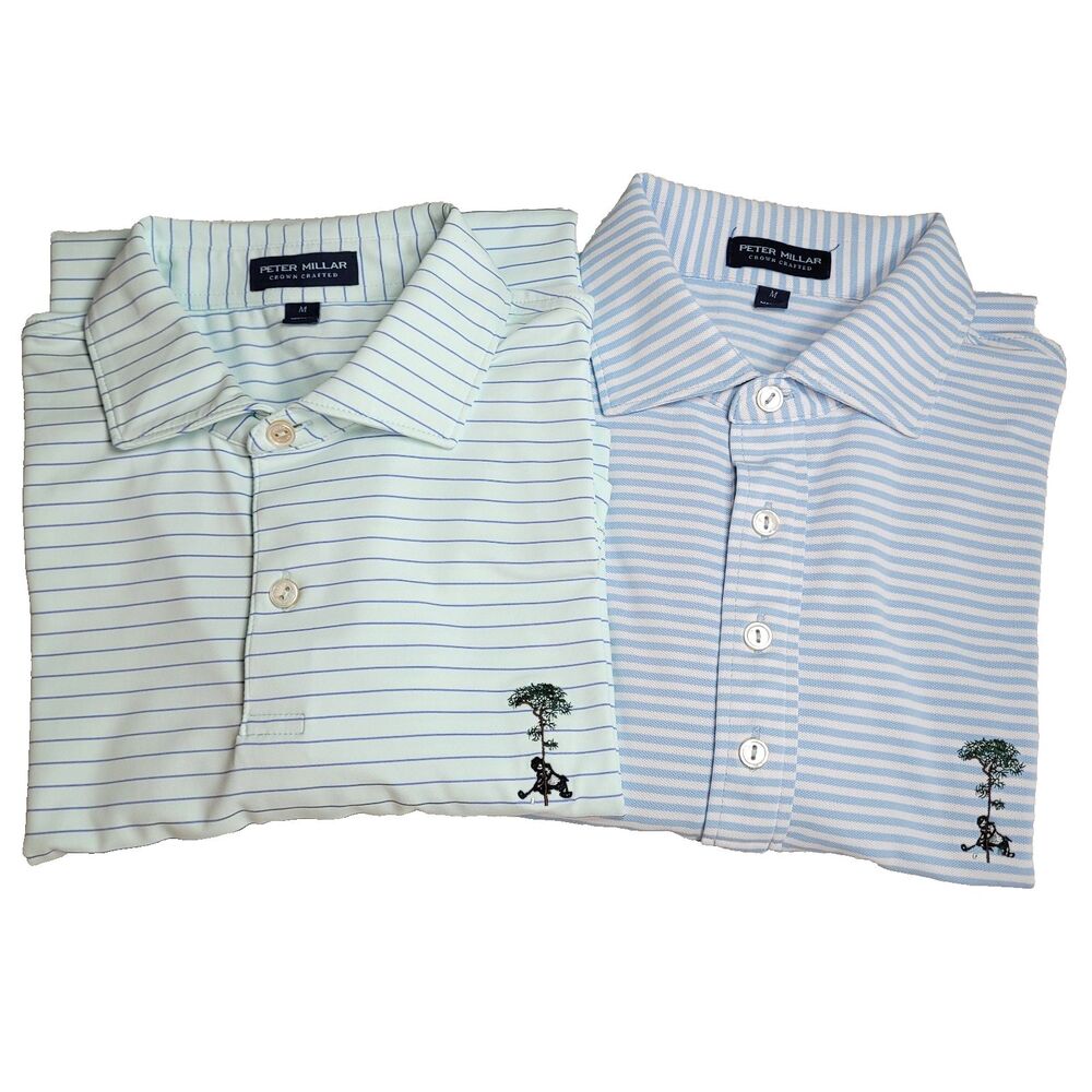Peter Millar Crown Crafted Pine Tree Golf Country Club FL Stripe Polos Med (2) - Picture 1 of 16